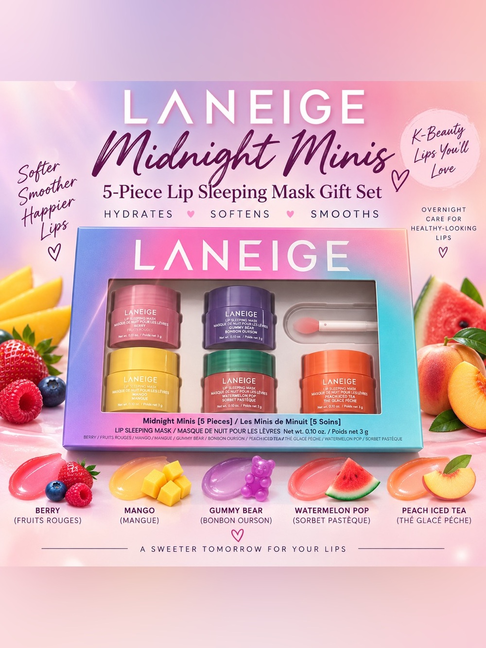LANEIGE Midnight Minis 5-Piece Lip Sleeping Mask Gift Set